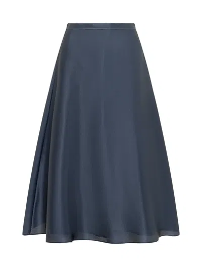 Alberta Ferretti Midi A-line Skirt In Black
