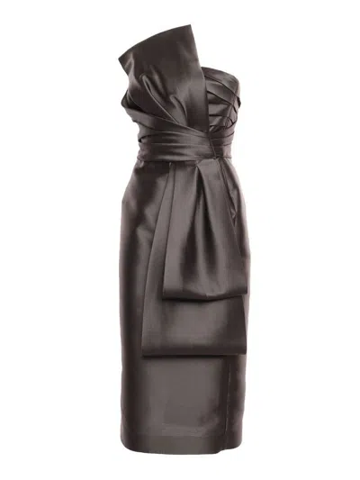 Alberta Ferretti Midi Dress In Black