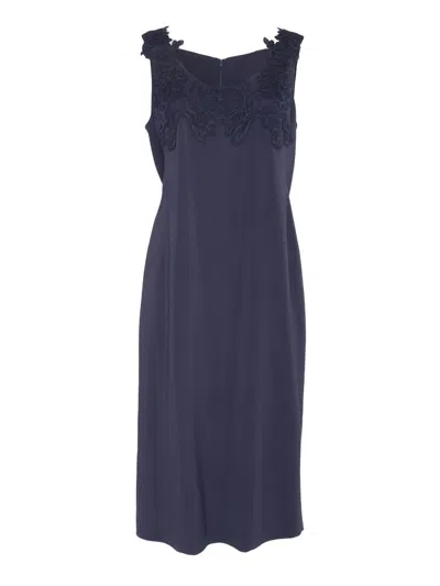 Alberta Ferretti Abito Blu Con Applicazioni In Blue