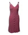 Alberta Ferretti Midi Dress In Pink Silk In Pink