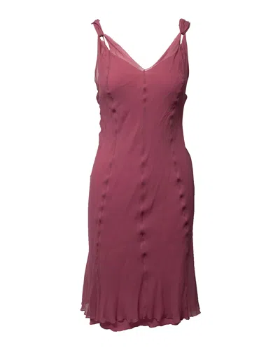 Alberta Ferretti Midi Dress In Pink Silk