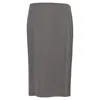 Alberta Ferretti Midi High-waisted Straight Skirt In Grey Polyester In Grey