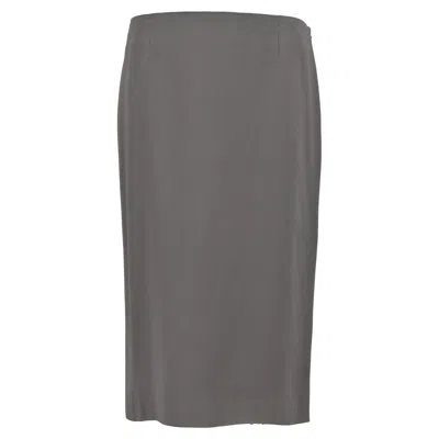 Alberta Ferretti Midi High-waisted Straight Skirt In Grey Polyester