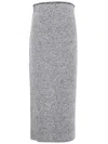 Alberta Ferretti Textured Herringbone Midi Skirt Slit In Gray