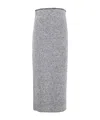 Alberta Ferretti Textured Herringbone Midi Skirt Slit In Gray