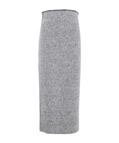 ALBERTA FERRETTI ALBERTA FERRETTI HERRINGBONE-PATTERN FRAYED-EDGE SKIRT