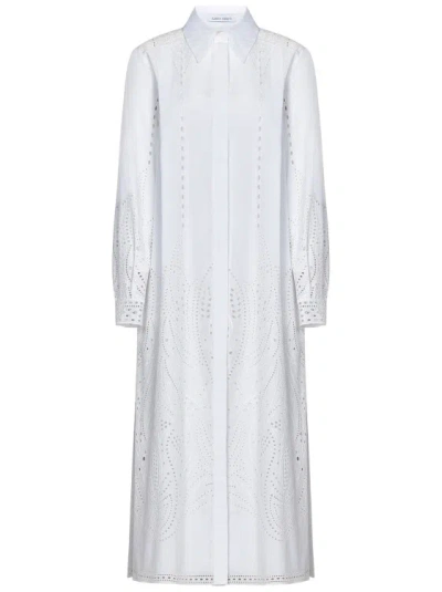 Alberta Ferretti Midi See-through Shirtdress In White