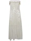 Alberta Ferretti Sequin Dress Floor Length Off Shoulder In White