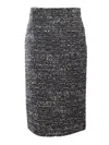 Alberta Ferretti Buttoned Tweed Skirt In Black