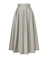 Alberta Ferretti Midi Skirt In Wool And Silk In Gray