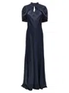Alberta Ferretti Blue Long Satin Dress