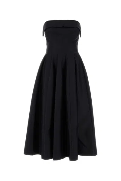 ALBERTA FERRETTI MIDNIGHT BLUE WOOL BLEND DRESS