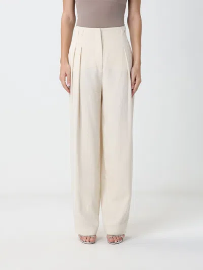 Alberta Ferretti Mid-rise Crêpe Palazzo Trousers With Pleats In White
