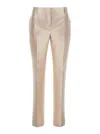 Alberta Ferretti 'mikado' White Pants With Pences On The Front In Neutrals
