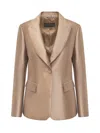 Alberta Ferretti Mikado Single Breast Blazer In Beige