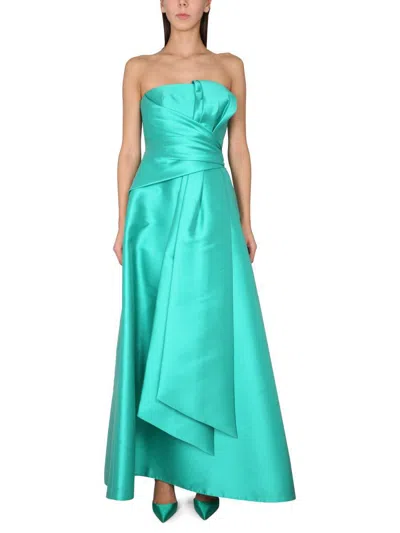 Alberta Ferretti Mikado Bustier Dress In Green