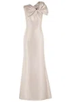 Alberta Ferretti Twisted Shoulder Mikado Mermaid Gown