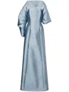 Alberta Ferretti Long Mikado Dress With Fitted Bustier In Gray