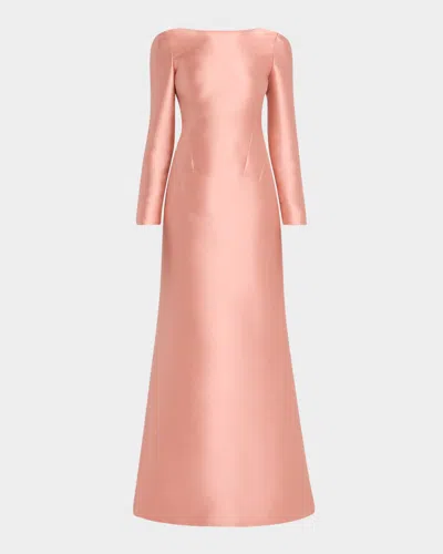 Alberta Ferretti Womens Pink Mikado Long-sleeve Satin Maxi Dress