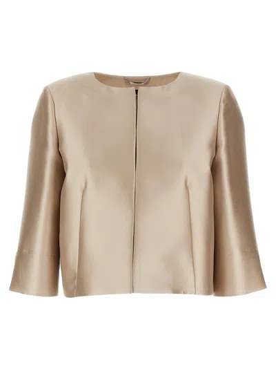 Alberta Ferretti Mikado Jacket Blazer And Suits In Beige