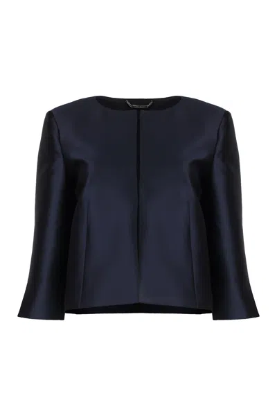 Alberta Ferretti Mikado Jacket In Blue