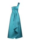 Alberta Ferretti One-shoulder Draped A-line Gown In Blue
