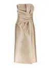 Alberta Ferretti Beige Mikado Longuette Dress In Beis