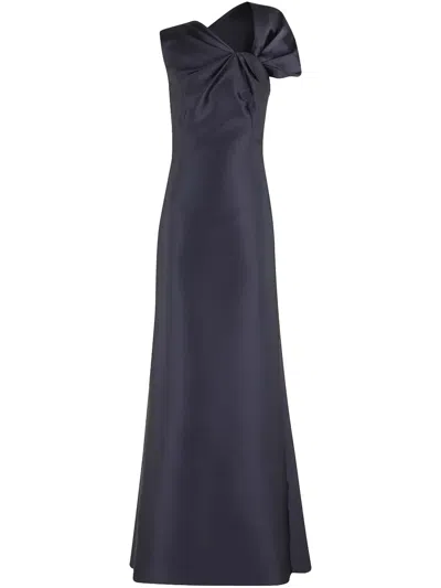 Alberta Ferretti Mikado Maxi Dress In Blue