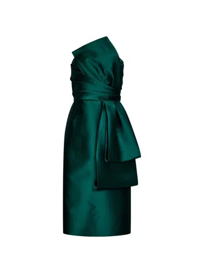 Alberta Ferretti Mikado Midi Dress In Green