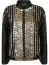 Alberta Ferretti Black Bomber Jacket With Embroideries And Golden Detail In Satin Woman In Black