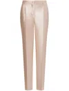 Alberta Ferretti 'mikado' White Pants With Pences On The Front In Beige