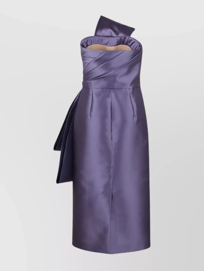 Alberta Ferretti Sculpted Waist Midi Dress In Purple