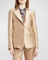 Alberta Ferretti Mikado Single Breast Blazer In Beige