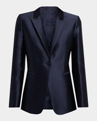 Alberta Ferretti Mikado Silk Single-breasted Jacket In Multi