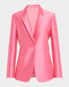 Alberta Ferretti Mikado Silk Single-breasted Jacket In Pink
