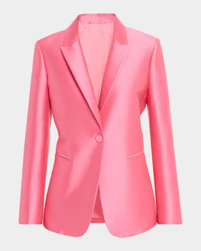 Alberta Ferretti Mikado Silk Single-breasted Jacket In Pink
