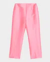 Alberta Ferretti Mikado Silk Straight-leg Ankle Pants In Pink