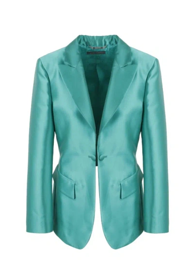 Alberta Ferretti Mikado Tailored Blazer In Green