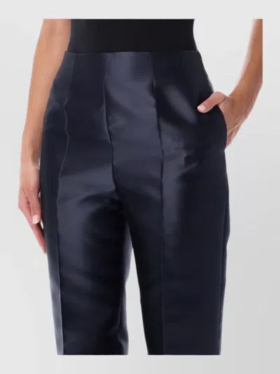 Alberta Ferretti Mikado Tailored Trousers High Waist Pleated In Blue