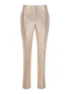 Alberta Ferretti 'mikado' White Pants With Pences On The Front In Ivory