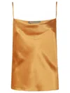 Alberta Ferretti Minimalist Satin-finish Top With Spaghetti Straps In Orange