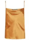 Alberta Ferretti Minimalist Satin-finish Top With Spaghetti Straps In Orange