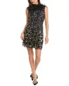 Alberta Ferretti Mirror Embellished Shift Dress In Black