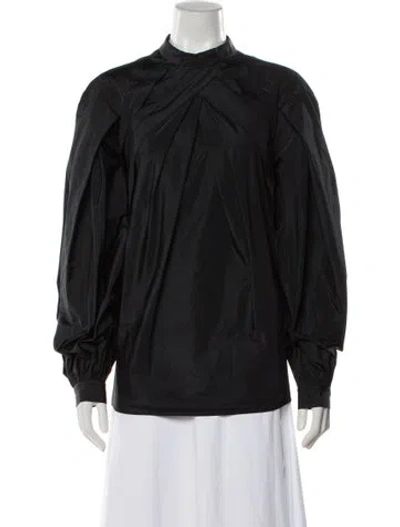 Pre-owned Alberta Ferretti Mock Neck Long Sleeve Blouse W/ Tags In Black