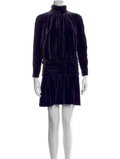 Pre-owned Alberta Ferretti Mock Neck Mini Dress In Blue