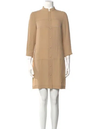 Pre-owned Alberta Ferretti Mock Neck Mini Dress In Neutral
