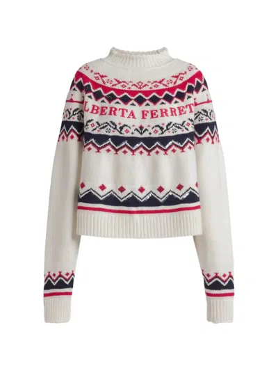 Alberta Ferretti Mock-neck Patterned Sweater In Multi
