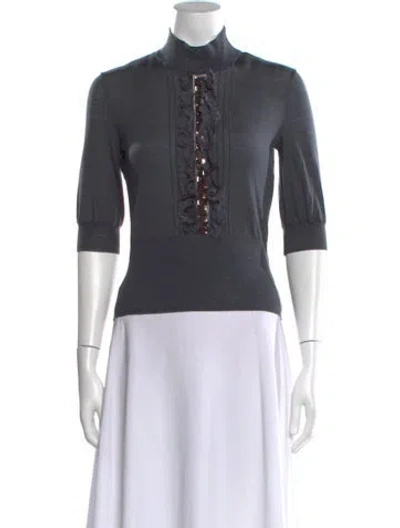 Pre-owned Alberta Ferretti Mock Neck Sweater In Black