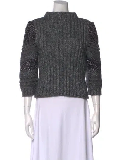 Pre-owned Alberta Ferretti Mock Neck Sweater In Gray