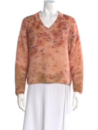 Pre-owned Alberta Ferretti Mohair Floral Print Sweater In Orange